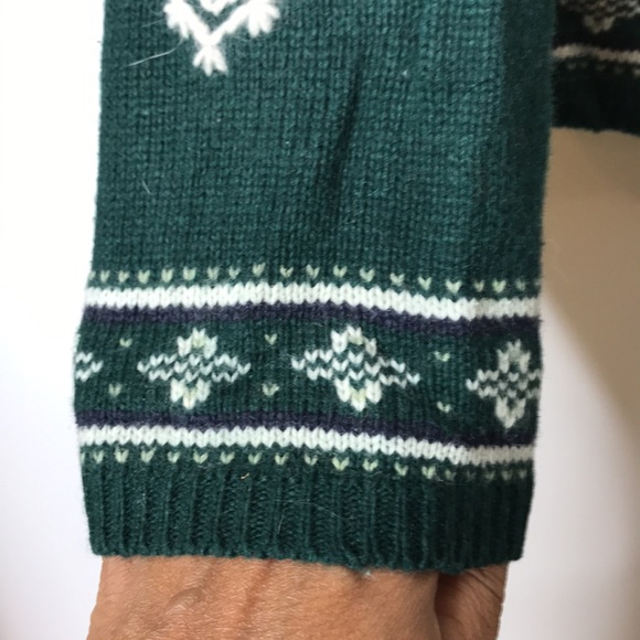 Karen Scott Green Winter Sweater with Snowmen and Snowflakes Petite Medium - Picture 9 of 11